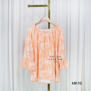 MK19: Michael Kors Orange Hawaii blouse เสื้อผ้ายืดเนื้อหนา ผ้ามีน้ำหนัก ลายสวยละมุน ทรงหลวมๆ ใส่สบายมากๆค่า