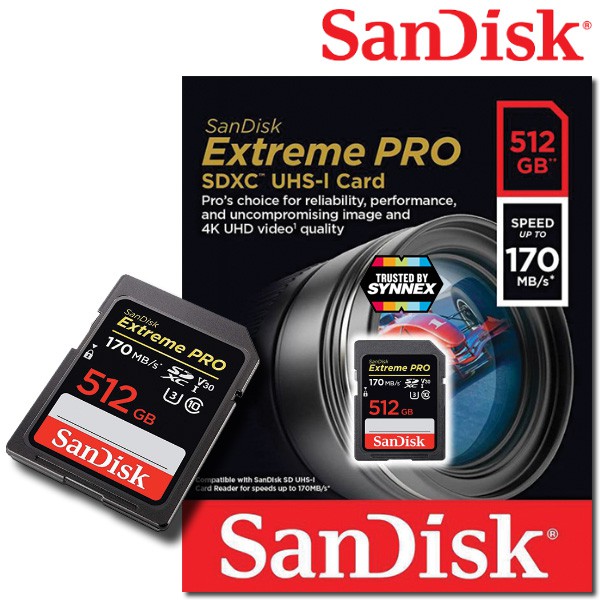 SanDisk EXTREME PRO 512GB SDXC UHS-I CARD ความเร็ว อ่าน 170MB/s เขียน  90MB/s (SDSDXXY_512G_GN4IN) ประกัน Lifetime Synnex | Shopee Thailand