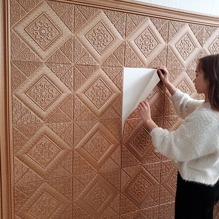 3D เพดานผนังกระดาษ self adhesive wall decor โฟมกันน้ำออกแบบสติกเกอร์สำหรับห้องนอนสติ๊กเกอร์ติดผนัง wall decor wallpaper