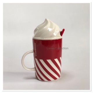 Special Red Mug Starbuck -Whip Cream-Spoon-Set Rare Magic Candy Cane-Sweet Color 12oz Thailands.