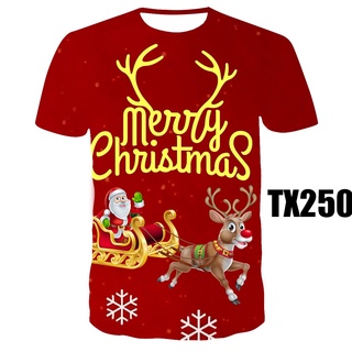 3D-printed Santa Cartoon T-shirt, short sleeve summer shirt for men and women, comfortable and breathable