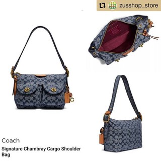 พรีฯCOACH Signature Chambray Cargo Shoulder Bag