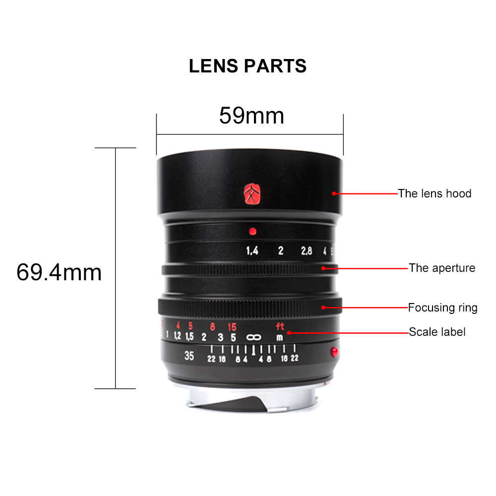 7Artisans เลนส์กล้อง 35mm F1 . 4 สําหรับกล้อง Leica M Mount Lens Cameras Manual Mf M240 M3 M6 M7 M8 M9 M10
