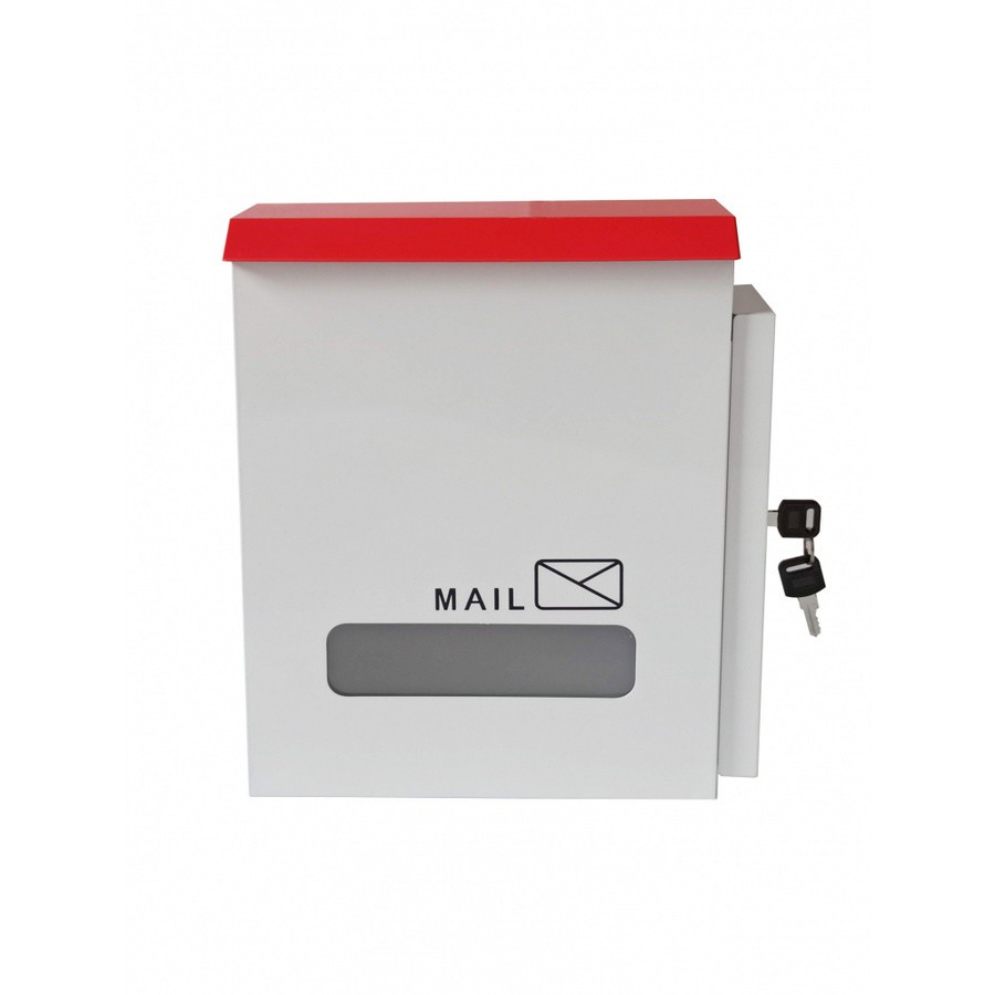 ตู้จดหมายเหล็กกันน้ำ  หน้าบ้าน ตู้ไปรษณีย์เหล็กพร้อมกุญแจ ขนาด 25x30x10ซม. สีขาว