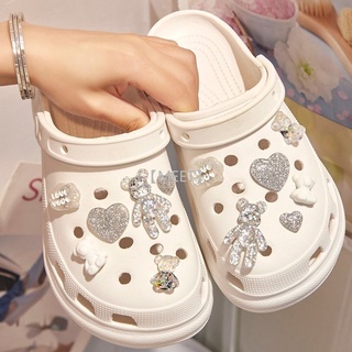 [MEET] หัวเข็มขัด รูปการ์ตูนหมี แต่งกลิตเตอร์ DIY สําหรับตกแต่งรองเท้า Crocs