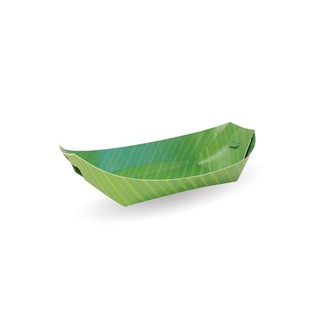 🔥ยอดนิยม!! เฟสท์ ถาดกระดาษทรงเรือ ลายใบตอง ขนาด 8 นิ้ว x 50 ชิ้น Fest Paper Boat Tray Banana 8" x 50 pcs