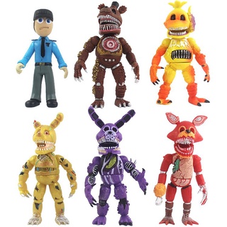 ใหม่ โมเดลฟิกเกอร์ Five Nights At FreddyS Action Figure with Light Fnaf Bonnie Foxy Freddy Fazbear Bear 7 ของเล่นสําหรับเด็ก ของขวัญ 6 ชิ้น