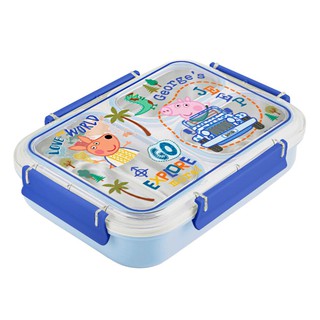 🚚💨พร้อมส่ง!! กล่องอาหาร PEPPA PIG สีฟ้า ภาชนะใส่อาหาร FOOD CONTAINER PEPPA PIG 3-COMPARTMENT BLUE