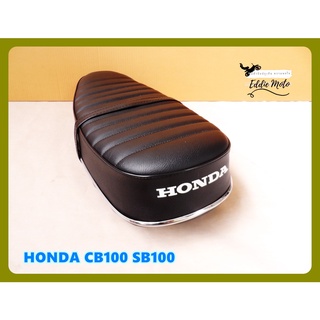 HONDA CB100 SB100 "BLACK" COMPLETE SEAT with "CHROME" TRIM  // เบาะ เบาะมอเตอร์ไซค์ สีดำลอน มีคิ้วโครเมี่ยม