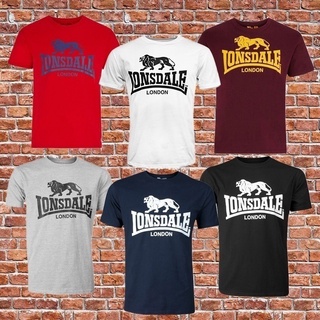 Lonsdale เสื้อยืดลําลอง ผ้าฝ้าย 100% แขนสั้น พิมพ์ลายโลโก้สิงโต สีดํา สีเทา สีฟ้า สีแดง พลัสไซซ์ XS-XXXL ของขวัญวันเกิด สําหรับผู้ชาย