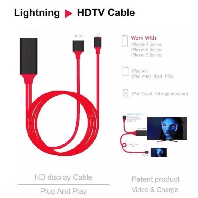HDMI iphone IPhone HDMI Lightning HDMI To TV Lightning Digital AV Adapter รองรับ IOS 12-13 เท่านั้น