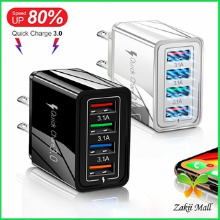 Zakii Mall อะแด๊ปเตอร์ 4 พอร์ท  ที่ชาร์จโทรศัพท์มือถือ ที่เสียบชาร์อเนคประสงค์  mobile charger