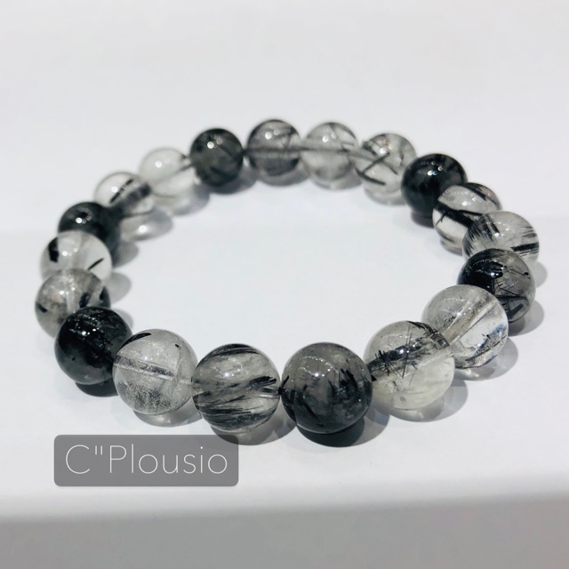 Black Rutilliated Quartz กำไลหิน "แก้วขนเหล็ก ไหมดำ ให้คุณในด้านโชคลาภยศ และ ตำแหน่งหน้าที่การงาน