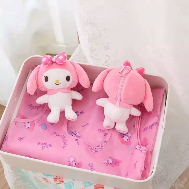 ถุงผ้า shopping bag​ Sanrio​ พร้อมพวงกุญแจตุ๊กตาสำหรับเก็บ
