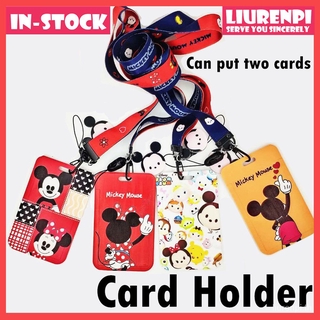 Disney Mickey Minnie Cartoon Cute ซองใส่บัตร Card Holder With Lanyard สายคล้องบัตร Neck Strap ซองใส่บัตรพนักงาน Card  Holder บัตรเครดิต สายคล้องบัตร สายคล้องบัตรพนักงาน นักเรียน กรอบบัตร+สายคล้องคอ card holder