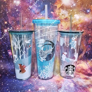 Starbucks แก้วพลาสติค2ชั้น ลายคริสมาสต์ 16oz.