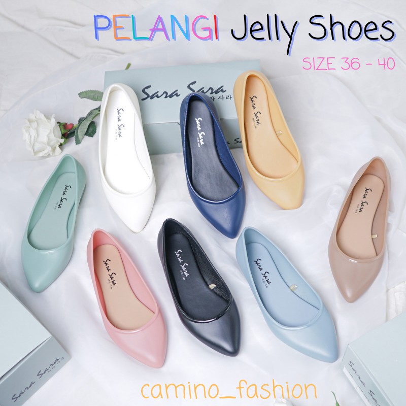 รองเท ้ าเยลลี ่ สําหรับผู ้ หญิง/Jelly Flat Shoes/Work Shoes/Rainbow Jelly