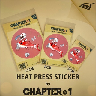 สติกเกอร์รีดร้อน ลายเดมิโดมิขี่ปลาคราฟ ขนาด 5 ,8 , 12 ซม. / DemiDomi ride koi Heat Press Sticker 5, 8, 12 cms