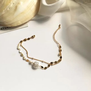 สร้อยข้อมือ vintageสีทอง แบบ 2 layer so cute มากค่า พร้อมส่ง