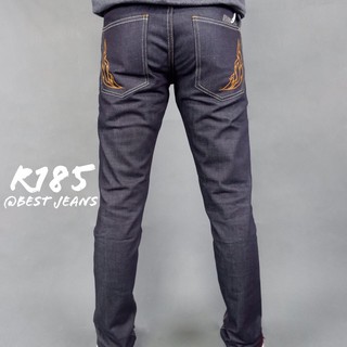 BEST JEANS กางเกงยีนส์ชายขายาว กระบอกเล็ก ปักลายไทย รุ่น R185