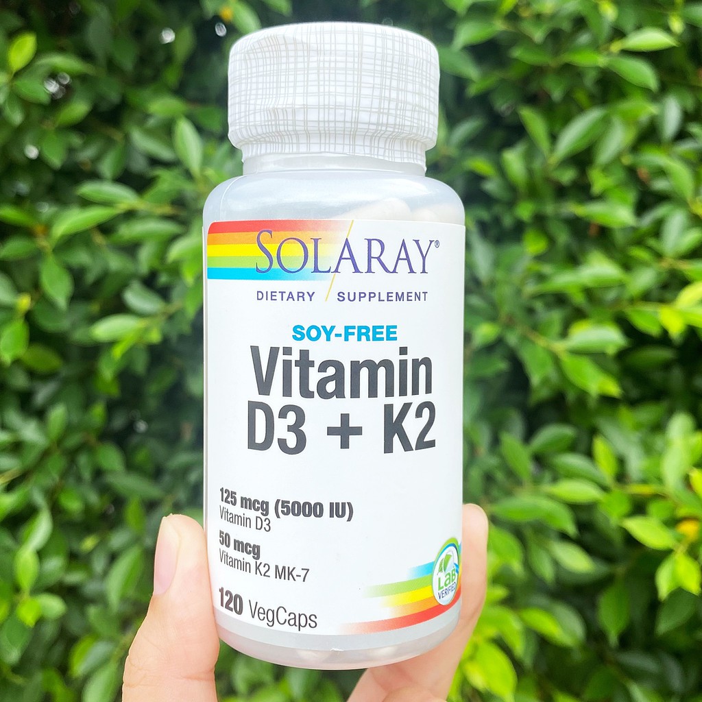 วิตามินดี 3 + วิตามินเค 2 Soy Free Vitamin D3+K2 50 mcg 120 VegCaps