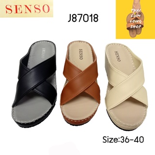 Senso รองเท้าเซนโซ รองเท้าแตะพื้นนุ่ม ใส่สบาย เพื่อสุขภาพ พื้นนิ่มมาก รุ่นJ87018 มี 3 สี สีครีม สีดำ สีน้ำตาล size 36-40