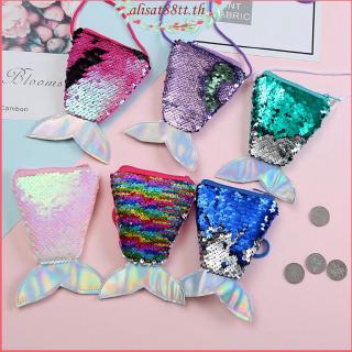 Ready Stock กระเป๋าเงินปักเลื่อมลายนางเงือก สำหรับเด็ก Mermaid Girls Sling Bag