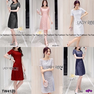 👗Pfashion [ส่งไว!!🚛] P4120 เดรสลูกไม้แขนสั้น เนื้อนิ่มพริ้ว แบบสวยสุภาพ ใส่ทำงานได้ ใส่ไปออกงานเบาๆต่อได้ค่ะsh