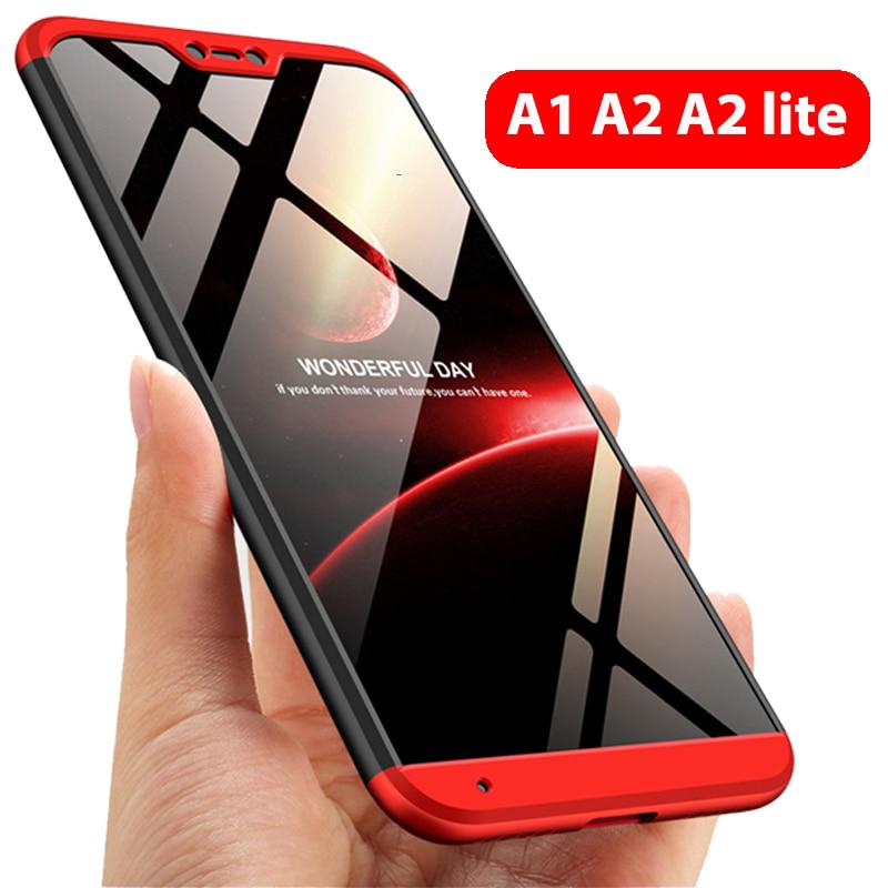 3-in-1 Protect Case 360 Xiaomi Mi A2 lite Mi A2 A1 Phone Case Hard Plastic Xiaomi Mi A1 A2 Cover Tempered Glass Case