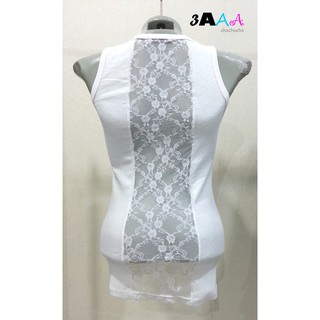 เสื้อกล้ามผู้หญิงด้านหลังต่อผ้าลูกไม้  lace back Womens