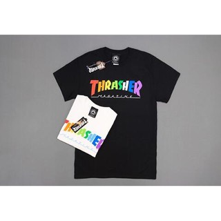 เสื้อยืดThrasher new mens and womens T-shirt LOGO printing casual short-sleeved round neck T-shirt