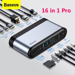 อะแดปเตอร์แปลงไฟBaseus Usb C Hub Type C To Multi Hdmi Usb 3 . 0 พร้อมอะแดปเตอร์พาวเวอร์ Docking Station สําหรับ  Rj 45 Otg Usb Ports Usb Hub