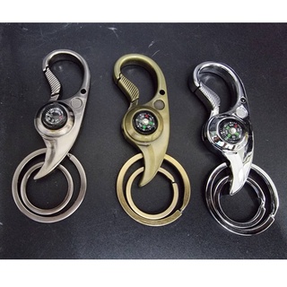 พวงกุญแจแสตนเลสพร้อมเข็มทิศ KINGBARON KEY HOLDER  ทำจากแสตนเลส หัวเกี่ยวโลหะไร้สนิม ขอเกี่ยวหูเป็นสปริงกดล๊อคกับหูเข็มขั