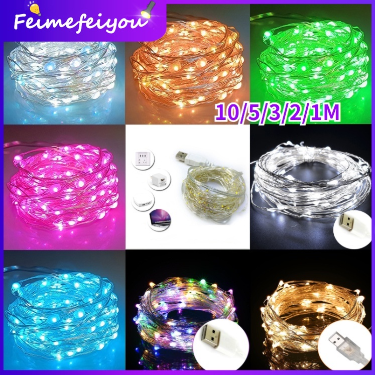 ไฟตกแต่งห้อง lampu hiasan led strip light LED strip light holiday light 2 meter 20 led beads silver 
