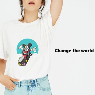 เสื้อสกรีน  Change the world เสื้อยืด สกรีนลาย มิกกี้ มาร่วมแสดงออก สร้างจิตสำนึกรักโลก กันคะ