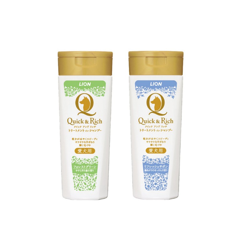 Quick & Rich แชมพูสุนัข แมว สูตรแห้งไว 200 มล. (เลือกกลิ่นได้)