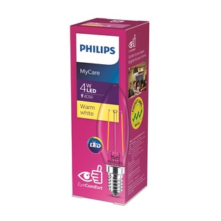 Chaixing Home หลอดไฟ LED ฟีลาเมนต์ 4 วัตต์ Warm White PHILIPS รุ่น CLASSIC4W B35 E14