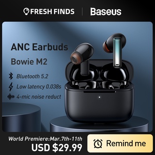 Baseus Bowie M2 ANC TWS หูฟังบลูทูธ 5.2 ลดเสียงรบกวน ความล่าช้าต่ํา ENC