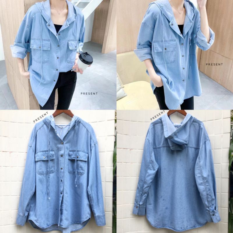 PS#เสื้อมีฮู้ด#เสื้อคลุม#เสื้อเชิ้ตมีฮู้ด