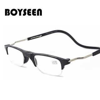 BOYSEEN ที่แขวนคอครึ่งกรอบแว่นอ่านหนังสือแม่เหล็กแว่นอ่านหนังสือพับได้มีองศา