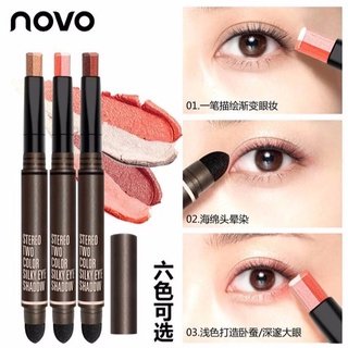 Wow!! NOVO Stereo 2Color Silky Eye Shadow อายแชโดว์ ทูโทนรุ่นใหม่มีฟองน้ำเบลนสี no.5159