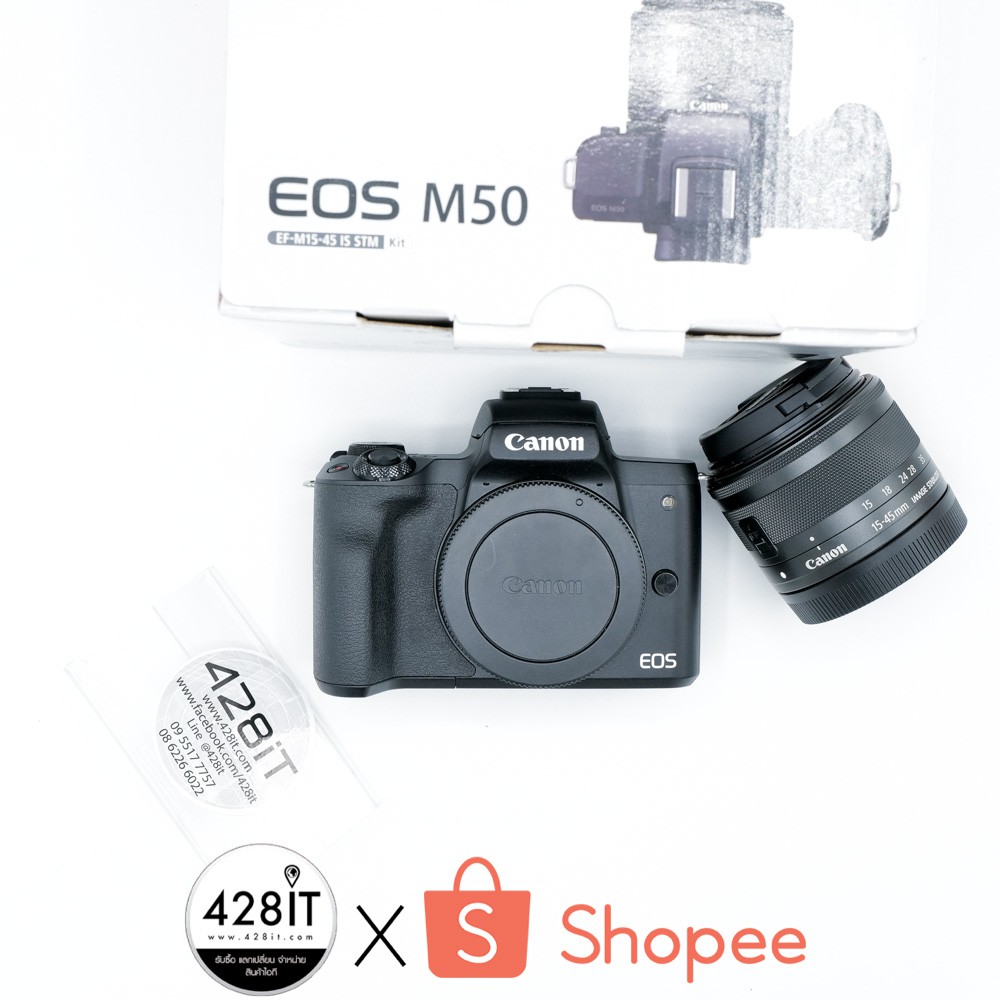 Canon EOS M50 kit 15-45 IS ประกันศูนย์ไทยยาวๆ อายุ 1 เดือน สภาพเยี่ยม ครบกล่อง