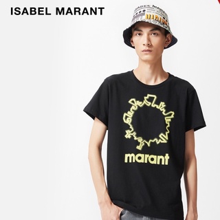 เสื้อยืดผู้ชายIsabel MARANT x He Shore Joint เสื้อยืดลําลอง ผ้าฝ้าย แขนสั้น สไตล์ฤดูใบไม้ร่วง ฤดูหนาว สําหรับผู้ชาย และผ