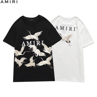 AMIRI  ผู้ชายและผู้หญิงแฟชั่นลำลองเสื้อยืดแขนสั้น