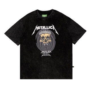 เสื้อยืด โอเวอร์ไซซ์ พิมพ์ลาย Metallica สีดํา