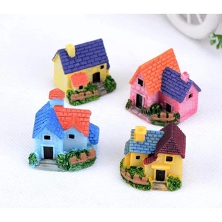 บ้านหลังน้อย [ เซต 4 ชิ้น ] ตุ๊กตาจิ๋ว โมเดลจิ๋ว แต่งสวน ตุ๊กตาแต่งสวนจิ๋ว ตุ๊กตาจัดสวนถาด