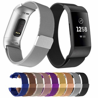 สายรัดข้อมือสแตนเลสสำหรับ Fitbit Charge 3 / Fitbit Charge 4 metal magnetic Milanese loop band