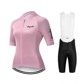 ชุดปั่นจักรยาน 2021 STYLE Women Short Sleeve Cycling Jersey Set RAPHA Bibset MTB Cycling Clothing Ropa Ciclismo Summer Road Bike Clothes Lady Team Triathlon Uniform Breathable