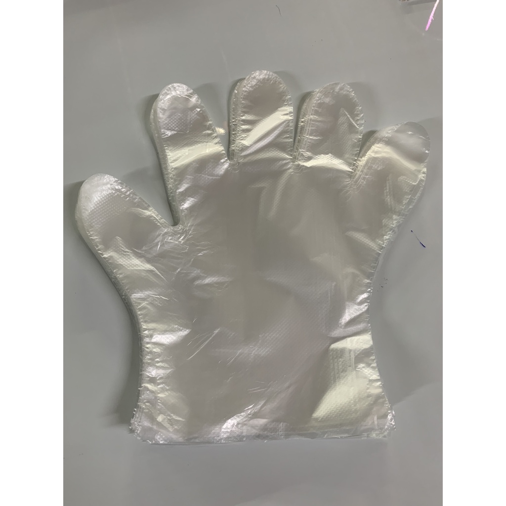 ถุงมือพลาสติก HDPE สีใส จำนวน 100 ใบ