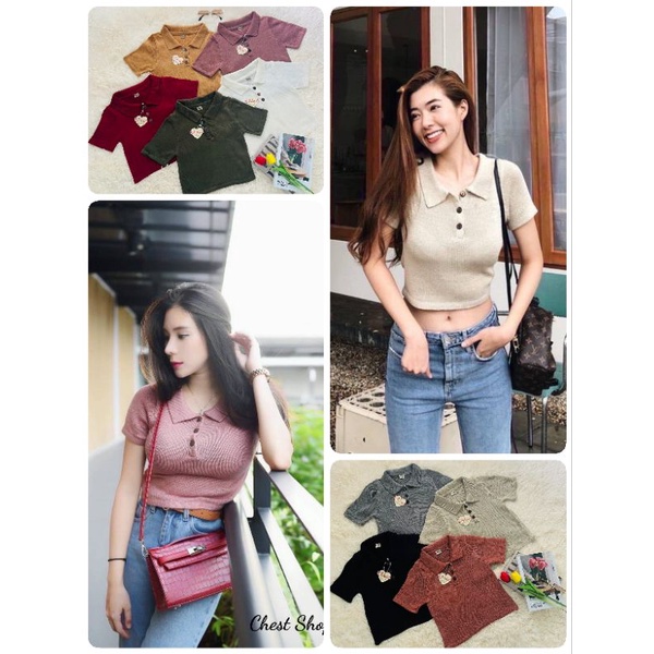 เสื้อครอป ไหมพรม #ลชต2 ฟรีไซส์ อกก่อนยืด 32-36” ความยาว 15" มี 4รุ่น